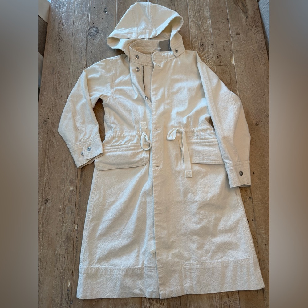 Everlane Women's Cream Cotton Utility Jacket Trench M - Picture 4 of 14